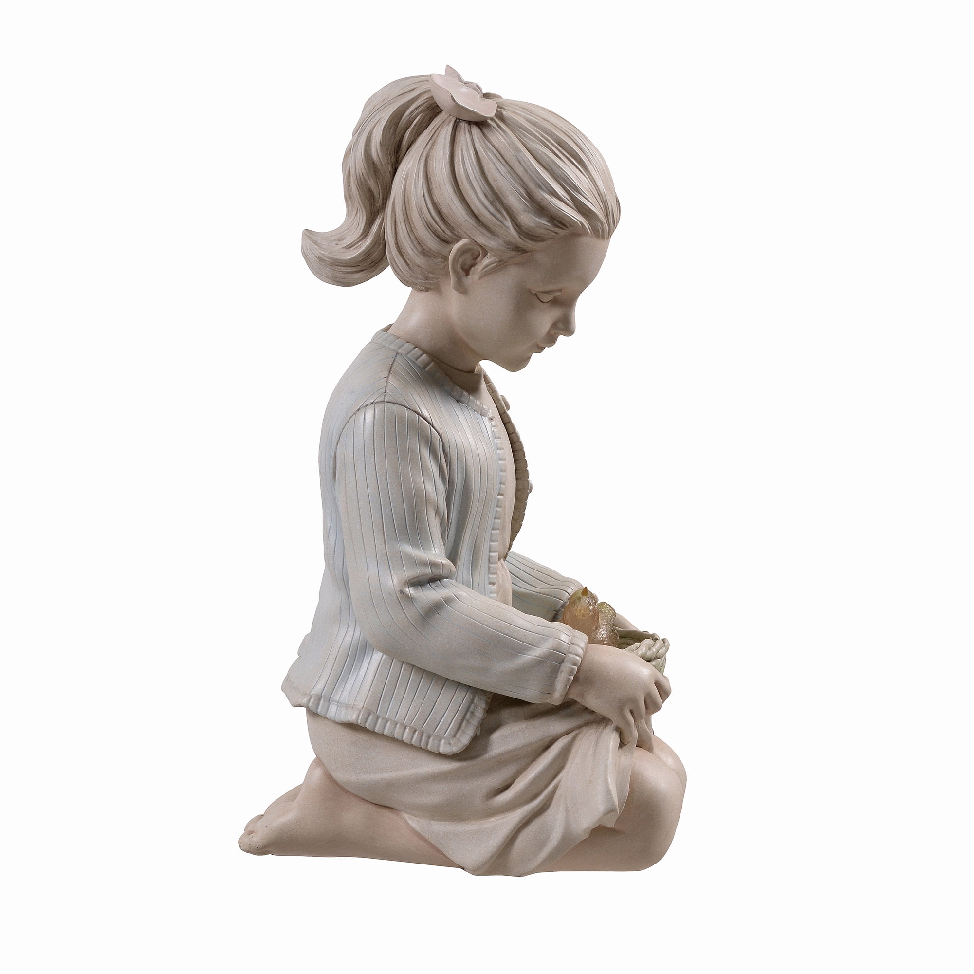 Hi-Line Gift Ltd. Sitting Girl  Bird Nest Lighted Garden Statue Solar Powered LEDs