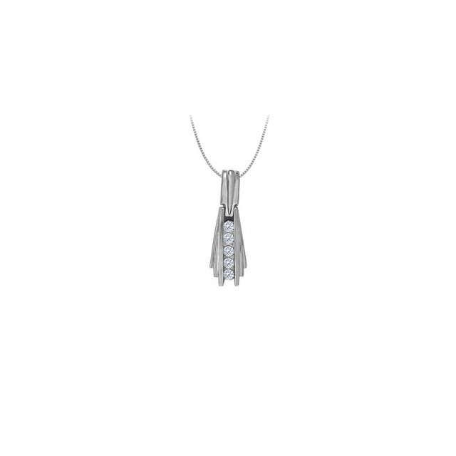 Cubic Zirconia Channel Set Ligne Droite Pendentif en Argent Sterling 0.50 CT TGWJewelry Cadeau