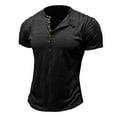 thumbnail image 2 of TSADFHJI Mens 4Xlt Button up Shirts Big And Tall Christmas Male Spring And Summer Short Sleeve Henley Solid Color Multi Buttons Design Top T Shirt Xl Black, 2 of 5