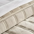 thumbnail image 4 of 3 Pieces Luxurious Velvet Quilt King Size, Ultra Soft Bedspread Coverlet Set, Double Box Stitch Lightweight Velvet Comforter for All Season with 2 Shams, Beige, 108"x96", 4 of 16
