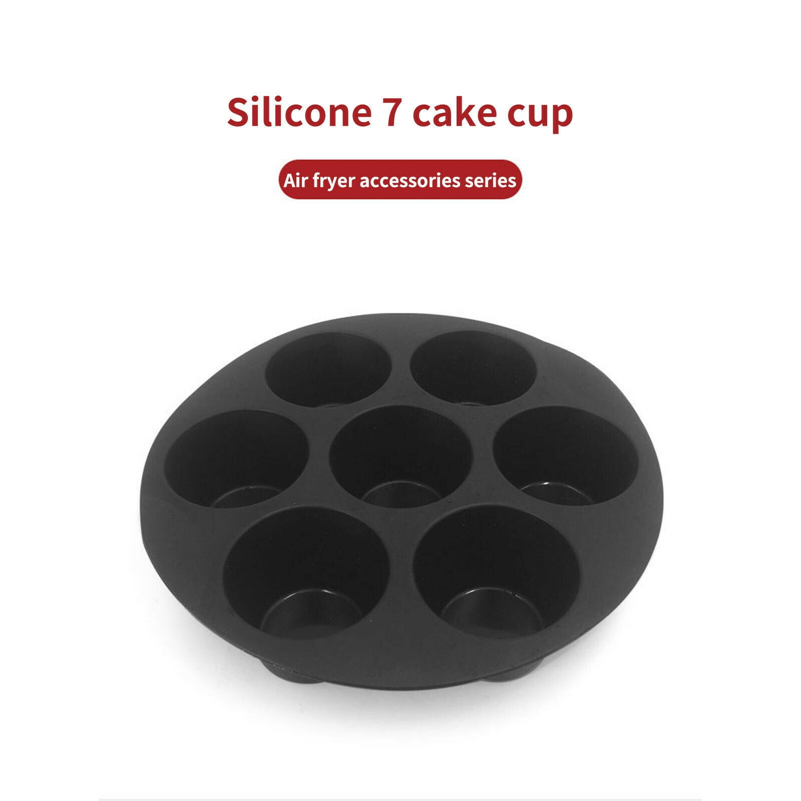 QuanTara 7in Round Silicone Muffin Cups, 6-Cavity Air Fryer Cake Pan, Non-Stick Reusable Baking Cups for Muffins, Cupcakes & Chocolate