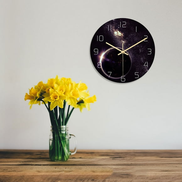 OULII Astronomical Clock Universe Planet Wall Clock Multi Night Light Round Home Decoration 1Set