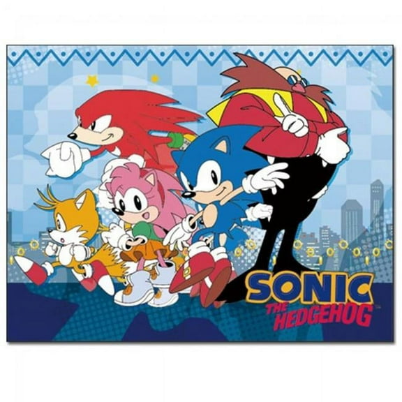 Great Eastern 810452 46 x 60 in. Sonic the Hedgehog Sublimated Throw Blanket, Blue