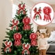 thumbnail image 4 of Adorno Navideño con Lazo para Árbol | Cinta Roja y Blanca de Doble Capa con Detalles Dorados Brillantes | Decoración Navideña de Tela Duradera para Árboles de Navidad, Coronas, Regalos y Repisas., 4 of 6
