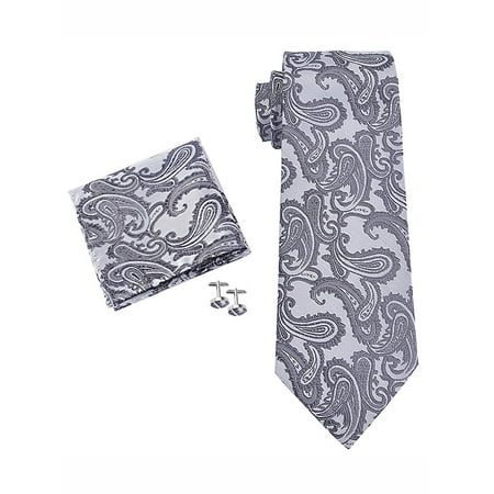 Paisley Necktie Tie Coxeer Mens Paisley Prom Necktie Hanky Sets for Wedding Graduation Party, Neckties+Pocket Square+Cufflinks, as Gift for Men ()