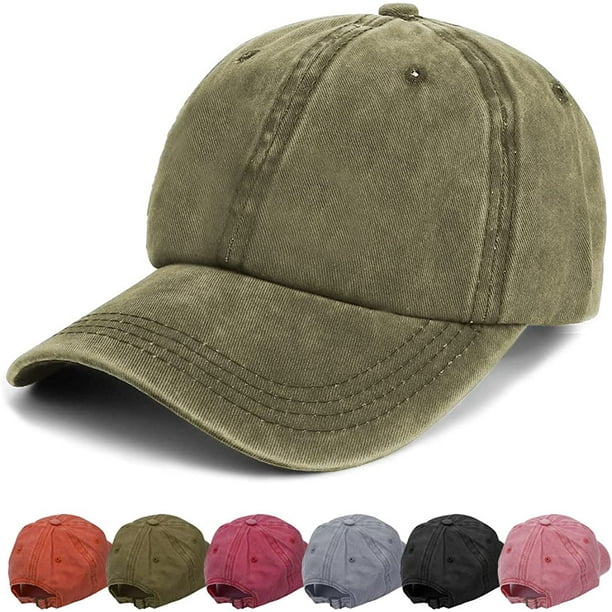 Mens Baseball Caps - Adjustable Plain Hats Washed Ball Caps Twill