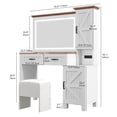 thumbnail image 4 of DEXTRUS Countryside Allure Vanity Set with Light-Variable Mirror and Versatile Shelves, White, 4 of 6