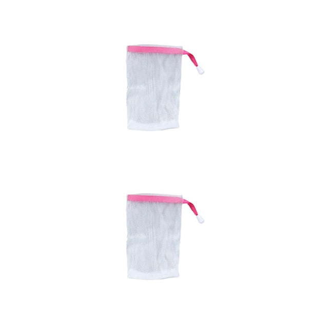 Cateissary Gel de ducha Bolsas de jabón Limpiador facial Malla Herramienta de limpieza corporal de red de burbujas Espuma hecha a mano para baño Rojo 2Conjunto