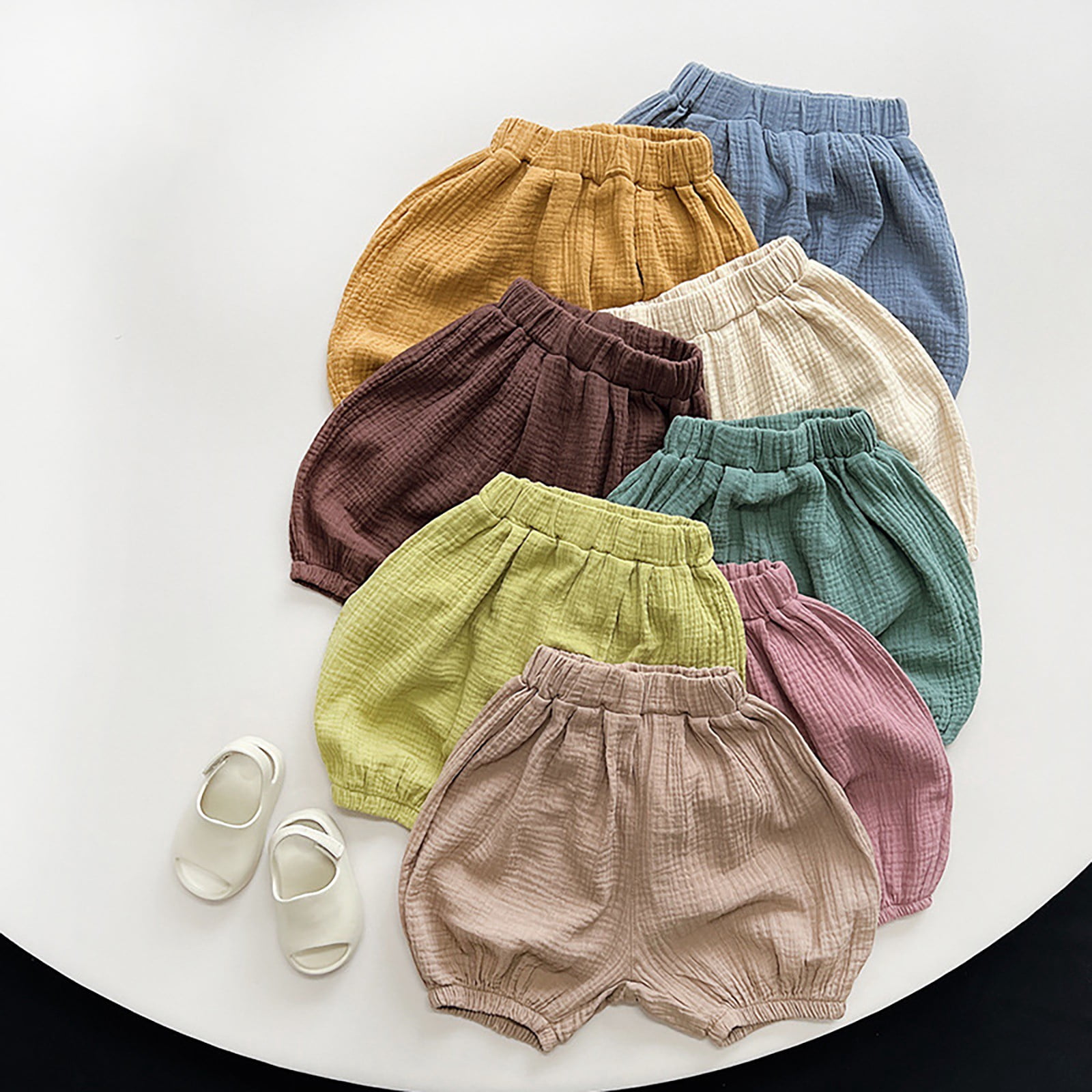 UACY Baby Bloomers for Boys Girls Cotton Linen Bubble Shorts 𝐃iaper 𝐂overs Infant Solid Underwear Cute Summer Clothes ﻿ (Beige, 4-5 Years)