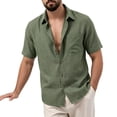 thumbnail image 5 of Cmfcve Men's Linen Shirts Short Sleeve Button Down Shirts Wrinkle Resistant Casual Vacation Beach Summer Tops, 5 of 5