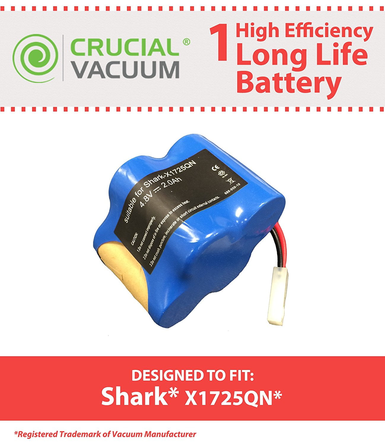 Replacement Shark V1700Z V1930 Cordless Sweeper Battery Part # X1725QN 3000mah 
