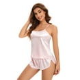 thumbnail image 2 of Finvizo Women Silk Satin Pajamas Set: 2 Piece Sexy Silk Pjs Cami Shorts Set Sleepwear Satin Lingerie Shorts Sets Nightwear Sexy Silky Camisole Pjs Set for Woman, Pink L, 2 of 7
