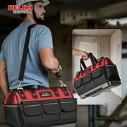 18 Heavy Duty Tool Bag with 14 Pockets, Durable Organizer Tote with Shoulder Strap & Non-Slip Rubber Bottom