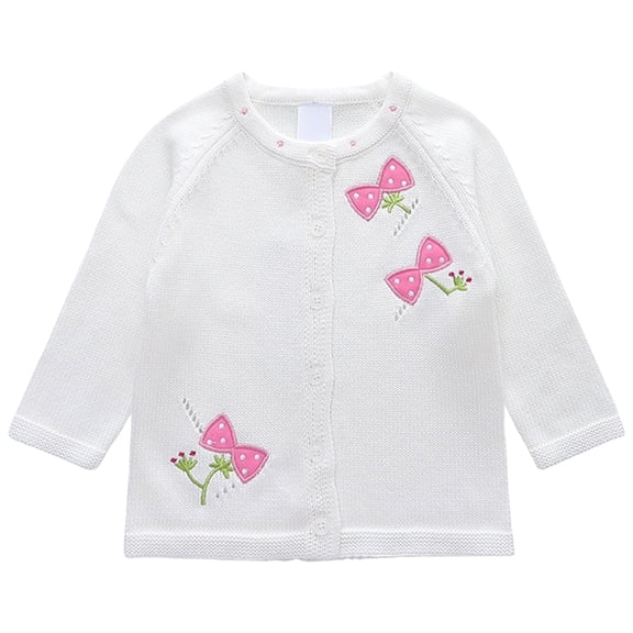 PEASKJP Kids Cardigan Girls Girls Cardigan Basic Long Sleeve Uniforms Knit Button Sweater Tops (White,3-4 Years)