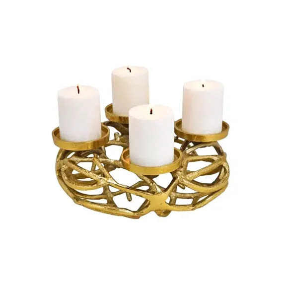 Marvelous Aluminum Advent Wreath 4 Candle Holder Gold