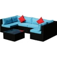 thumbnail image 7 of Sectional Outdoor Sofa Set with 5 Pieces | Great for Garden Gatherings and Enjoying Drinks | Eco-Friendly Rattan and Machine-Washable Cushions | Solves Maintenance and Comfort Issues, 7 of 7