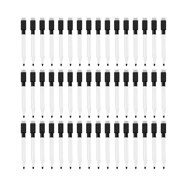 Magnetic Whiteboard Pen Erasable Marker, 48Pack Whiteboard Markers Dry Erase Marker with Eraser Cap Black