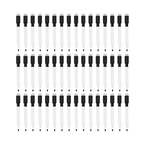 Magnetic Whiteboard Pen Erasable Marker, 48Pack Whiteboard Markers Dry Erase Marker with Eraser Cap Black