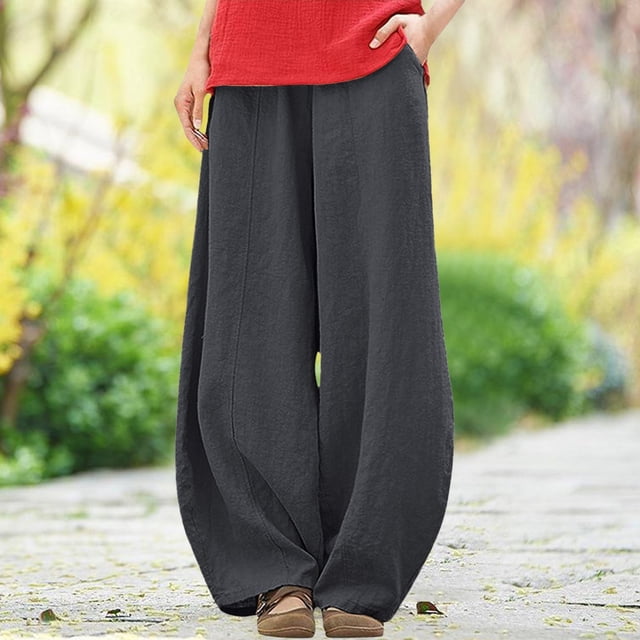 WILLBEST Pantalons pour Femmes Pantalons à Entrejambe Bas pour Femmes Pantalons Amples Grande Taille Printemps et Été Version Grand Décontractée Pantalons de Noël pour Femmes