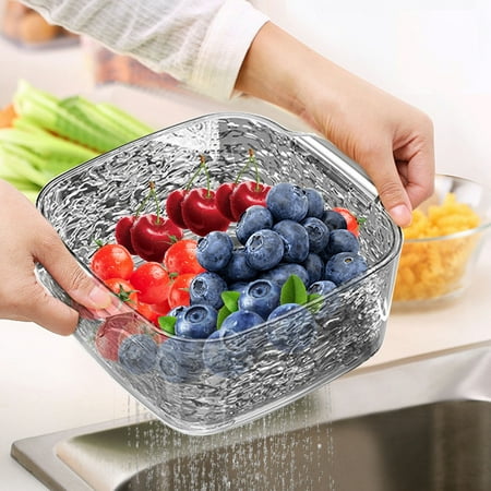 

PRETXORVE Kitchen Tools Kitchen Must Haves Double Layered Vegetable Washing Basin-Drainage Basket- Home Living Room- Plastic Fruit -Kitchen- Filter Vegetable Basket- Washing Vegetable Basket