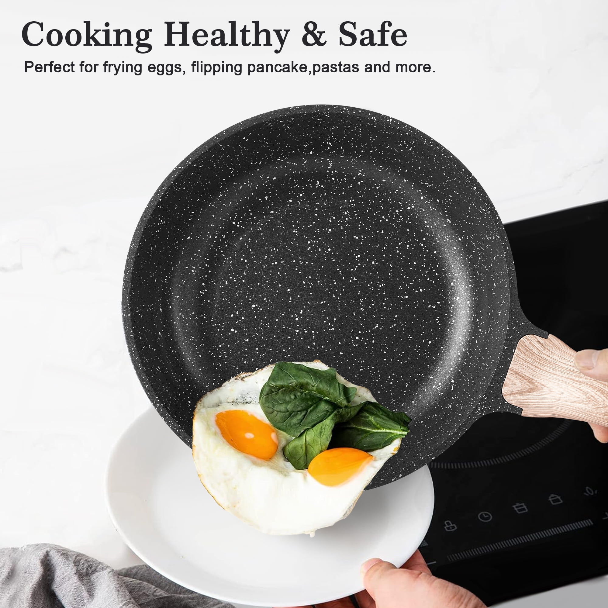 Caannasweis 10 Pieces Nonstick Cookware Sets Kitchen Induction Pots and Pans with Baking Pan Set
