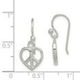 thumbnail image 2 of FB Jewels Sterling Silver Peace Sign Heart Shepherd Hook Earrings, 2 of 2