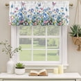 thumbnail image 3 of 2 Pack Valances for Windows, Blue Spring Floral Window Valances for Living Room/Bedroom/Bathroom, Pink Flowers Butterfly Pastoral Light Filtering Kitchen Curtain Valance Window Treatment 42"W x18" L, 3 of 9