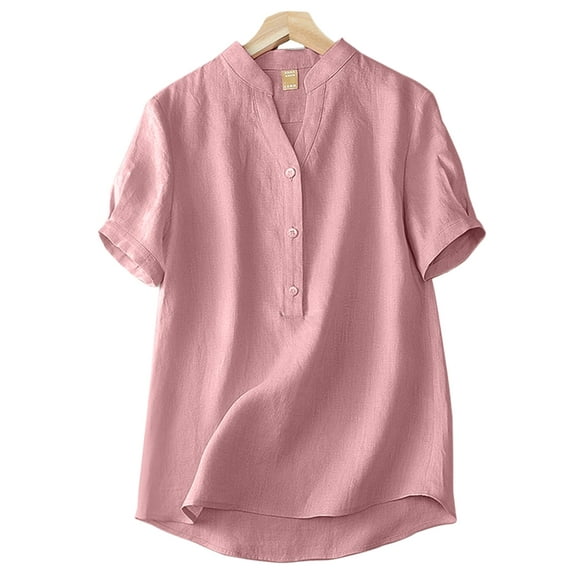 ZANZEA Womens Blouses V-Neck Short Sleeve Button Down Front Shirt Top