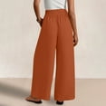 thumbnail image 6 of SELONE Orange Palazzo Pants for Women's Palazzo Plus Size Lounge Pants with Pockets Cotton Linen Wide Leg Elastic Waist Full Length Trouser Loose Beach Pants Solid XL Tall Breathable Summer Clothes, 6 of 8