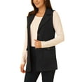 thumbnail image 4 of INSPIRE CHIC Women's Lapel Single Breasted Tie Belt Smart Casual Sleeveless Suede Vest L Black, 4 of 6
