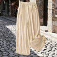 thumbnail image 4 of QGJZVUNL Cotton Pants for Women with Pockets Embroidered Wide Leg Trousers Casual Lounge Pants Size L, 4 of 4