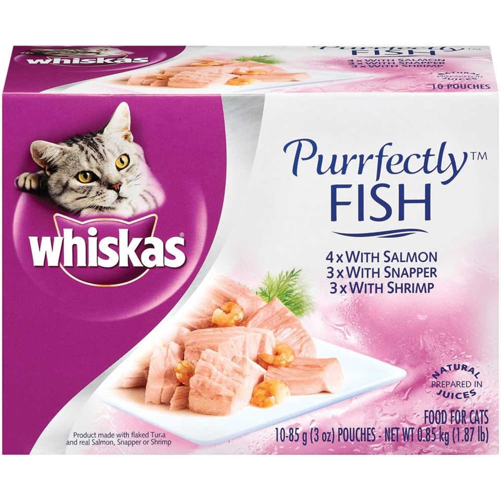 (10 Pack) Whiskas Purrfectly Fish Variety Pack Wet Cat Food, Featuring