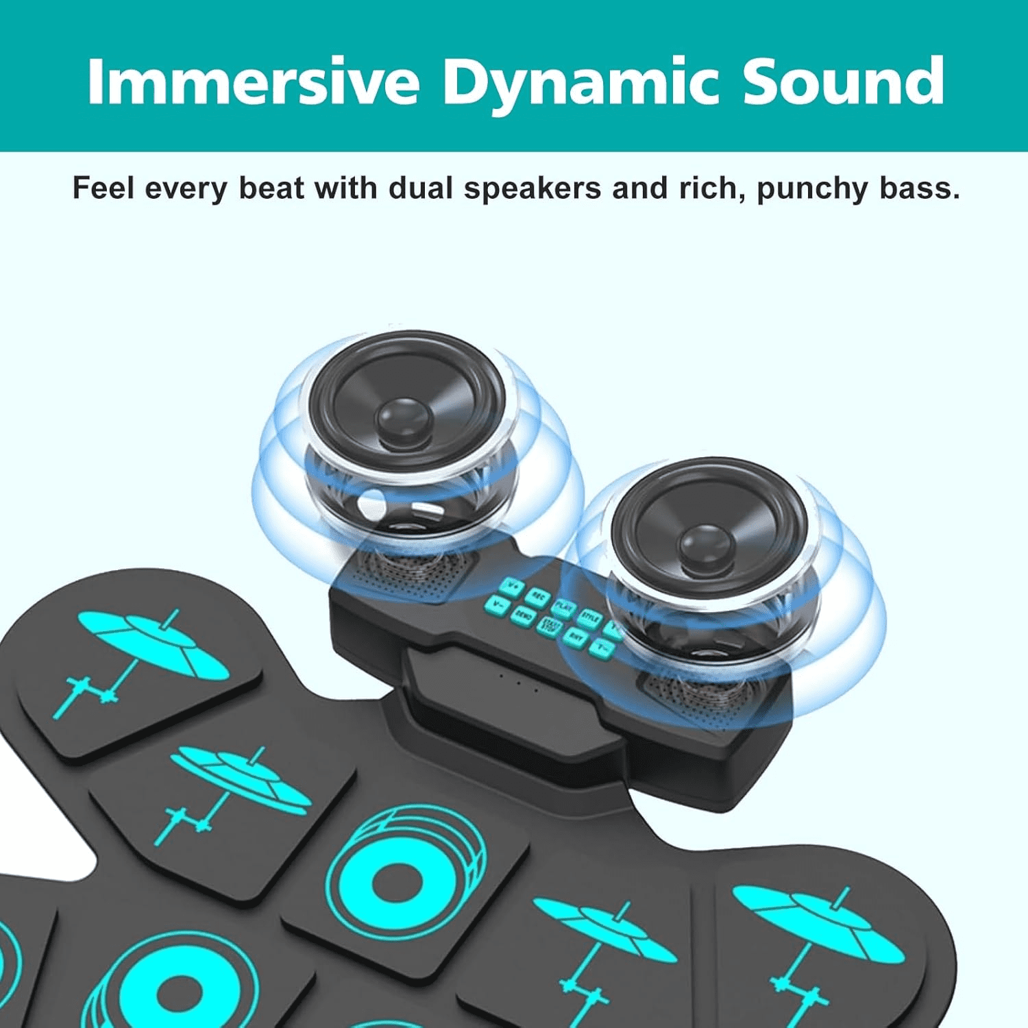 Electronic Drum Set Portable, 9-Pad Digital Drum Kit with Headphone Jack, Perfect for Kids & Beginners, Home Practice Drum Set with Pedal, Battery Powered for Easy Setup