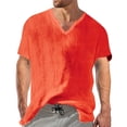 thumbnail image 2 of HBFAGFB Men's T-Shirts Summer V Neck Loose Short Sleeves Simple Breathable Pullover Tops Orange Size 2XL, 2 of 4