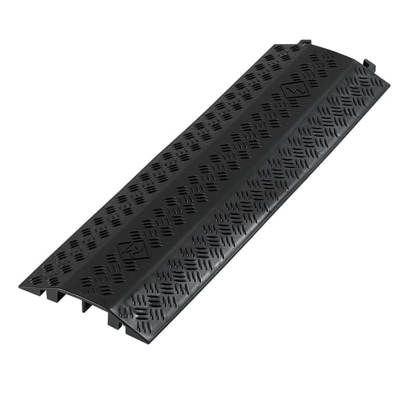 17" Single Channel Heavy-Gauge Cable Protector, 500 lbs/Axle Load Rating, All-Weather Cord Cover Ramp for High Traffic Indoor Outdoor Use in Home, Office, Warehouse Environments - 1 Pack
