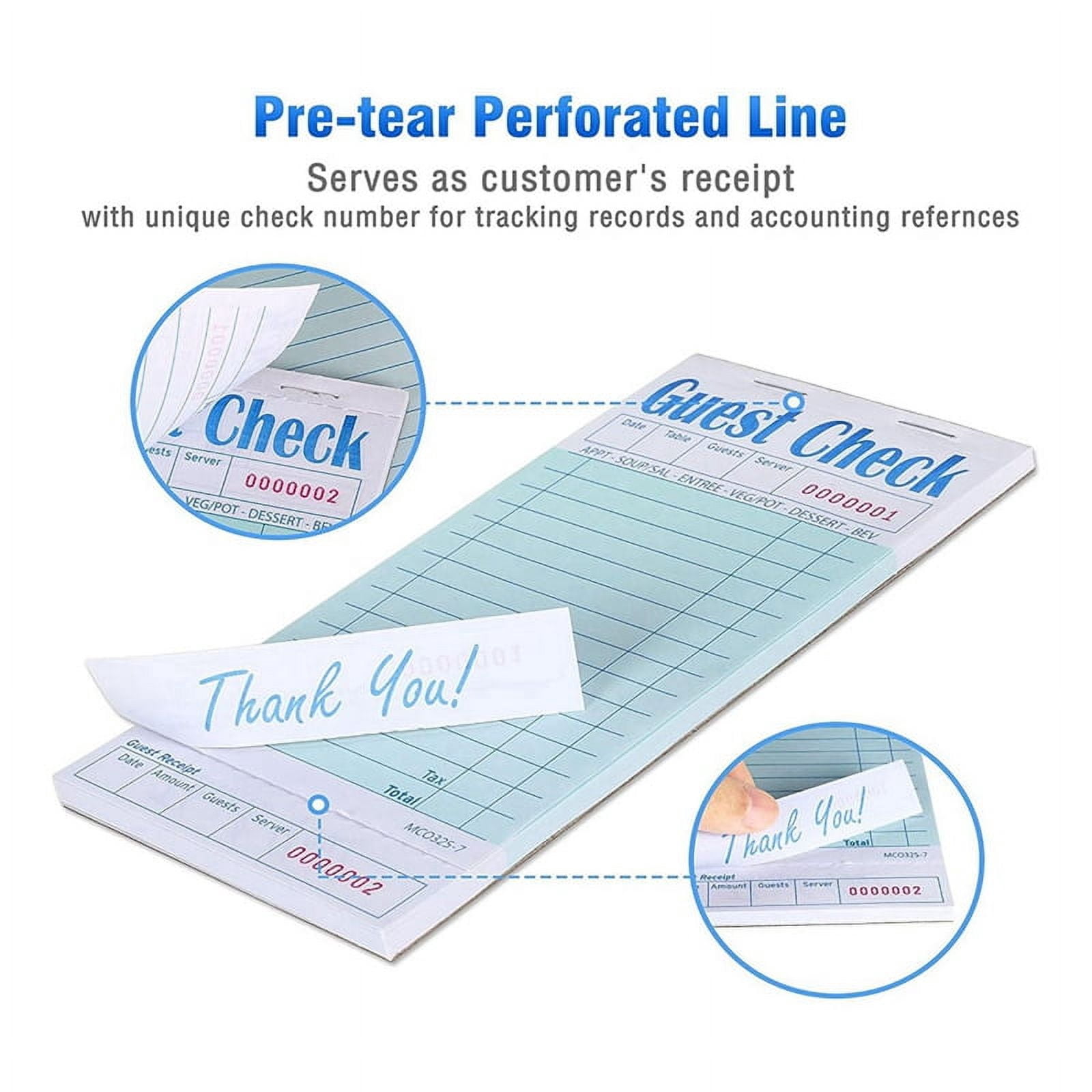 Guest Checks Book 100pcs,Server Note Pads,Waitress Accessory Wiring Pads,Restaurant Supplies Order Pads 5000 Count Total