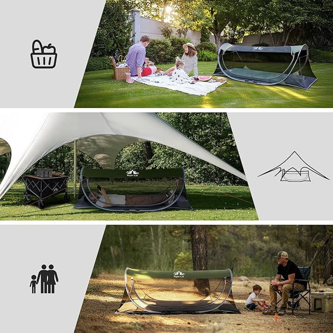 Night Cat Pop-up Mosquito Tent: 1 Person Camping Tent with Bug Screen Net