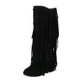 thumbnail image 5 of Mepaouo Womens Fringe Western Boots Hidden Wedge Heel Slouch Knee High Boot Platform Tassel Moccasins, 5 of 6