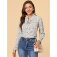 thumbnail image 3 of INSPIRE CHIC Women's Vintage Floral Ruffle Tie Neck Button Decor Elastic Cuff Chiffon Blouse, 3 of 6