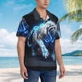 thumbnail image 3 of Balery Futuristic Blue Light White Tiger Camisas hawaianas de manga corta para hombre, camisas playeras de corte holgado, camisas de vacaciones con botones,3X-Large, 3 of 7