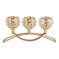 thumbnail image 1 of Candelabro de cristal Zulema con 3 brazos para bodas Adornos de Buffet dorado, 1 of 7