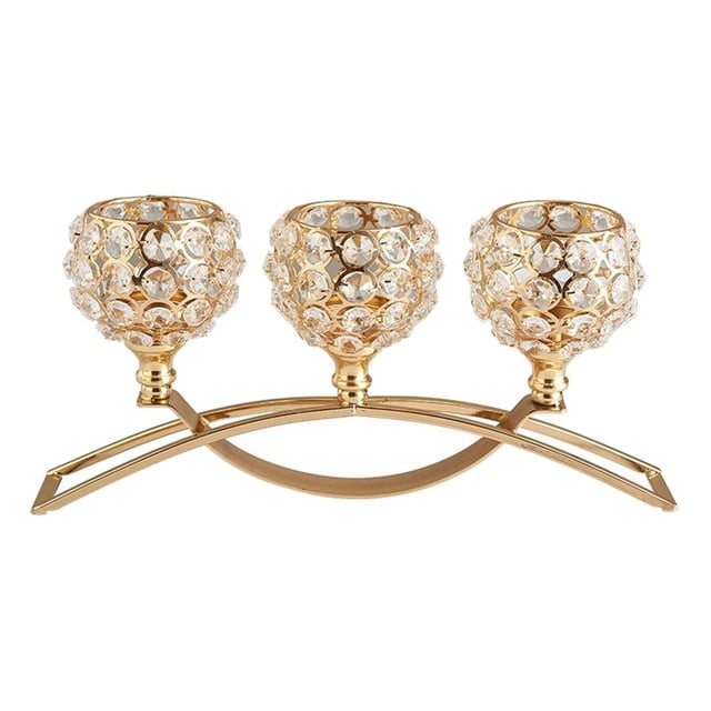 Candelabro de cristal Zulema con 3 brazos para bodas Adornos de Buffet dorado