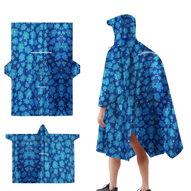 Umbrella Functional Raincoat With Reflective Stripes Usable As Tent Cushion For Men And Women