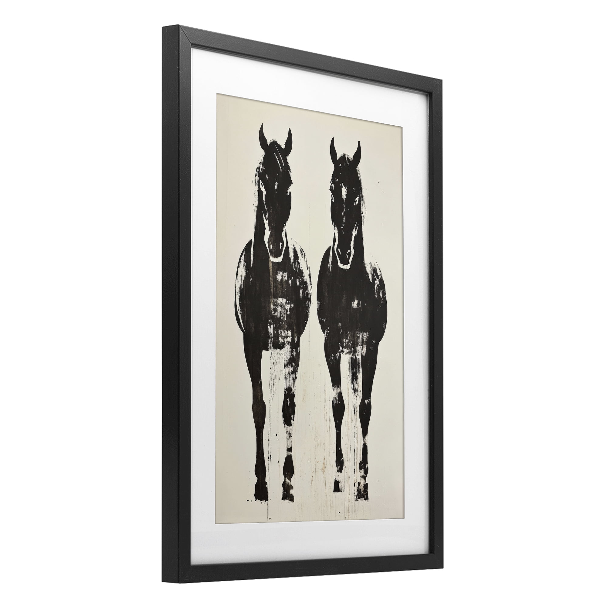 Stupell Industries Silhouetted Horse Couple Black Framed Print Under Glass, design by Petal Prints Design