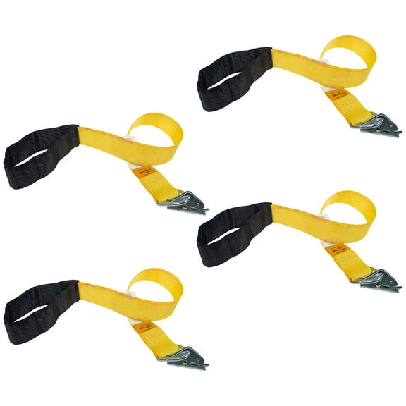4 Pack 36” x 2” Single-Loop Driver Assist Strap with 12” Loop Handle, 320 lbs WLL / 960 lbs Break Strength – For Truck, Cargo Trailers – Yellow/Black