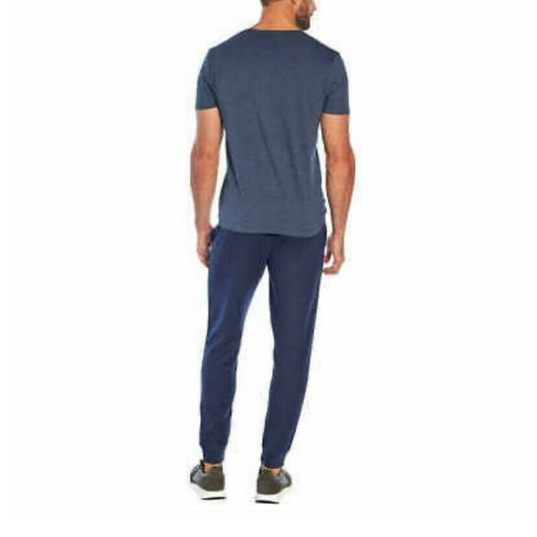 Banana Republic Men's 2-Piece Short Sleeve Jogger Lounge Set, Navy Heather XL