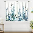 thumbnail image 2 of Blue Eucalyptus Botanical Leaves Floral Kitchen Window Curtains Flower Leaf Small Hummingbird Window Treatment Cafe Short Curtains for Bathroom Treatment Tier Drapes 27.5x39inch, 2 of 6