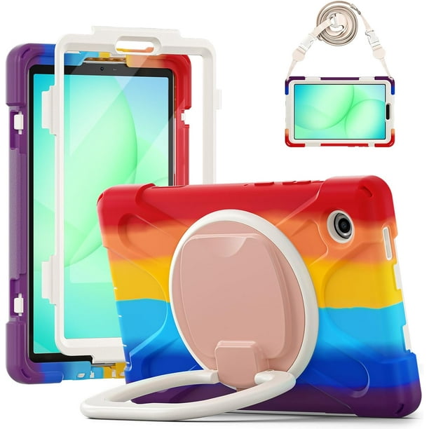 Funda para Samsung Galaxy Tab A11 de 8,7 pulgadas (2025) y Galaxy Tab A9 de 8,7 pulgadas (2023), funda de silicona resistente con asa, soporte de 360 grados, correa y soporte para S Pen.