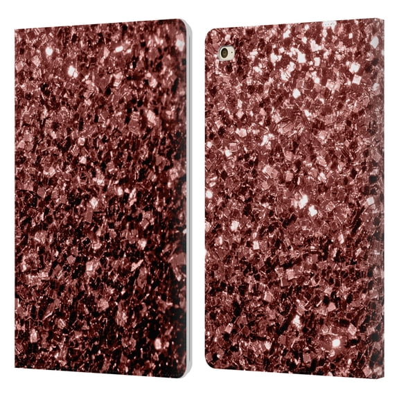 Head Case Designs Officially Licensed PLdesign Glitter Sparkles Marsala Brown Leather Book Wallet Case Cover Compatible with Apple iPad mini 4
