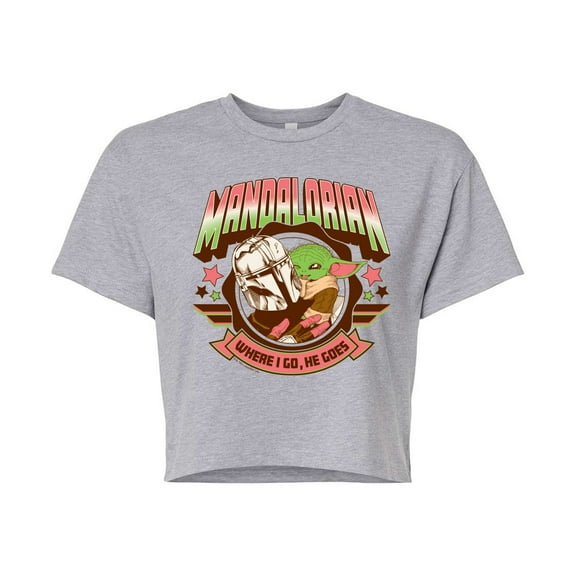 Star Wars - The Mandalorian Mando Collegiate  - Juniors Cropped Short Sleeve Graphic T-Shirt